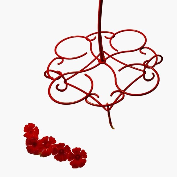 More Birds Simple Wireform Nectar Pod Hummingbird Feeder 5 Red Flower Ports - Picture 1 of 7